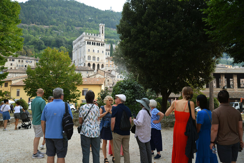 People on a walking tour On the Italian on Tour’s 10 day Italy Uncorked Small Group Tour