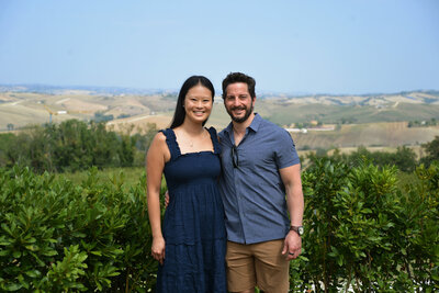 A couple posing together and sharing their positive review of their small group trip with The Italian on Tour