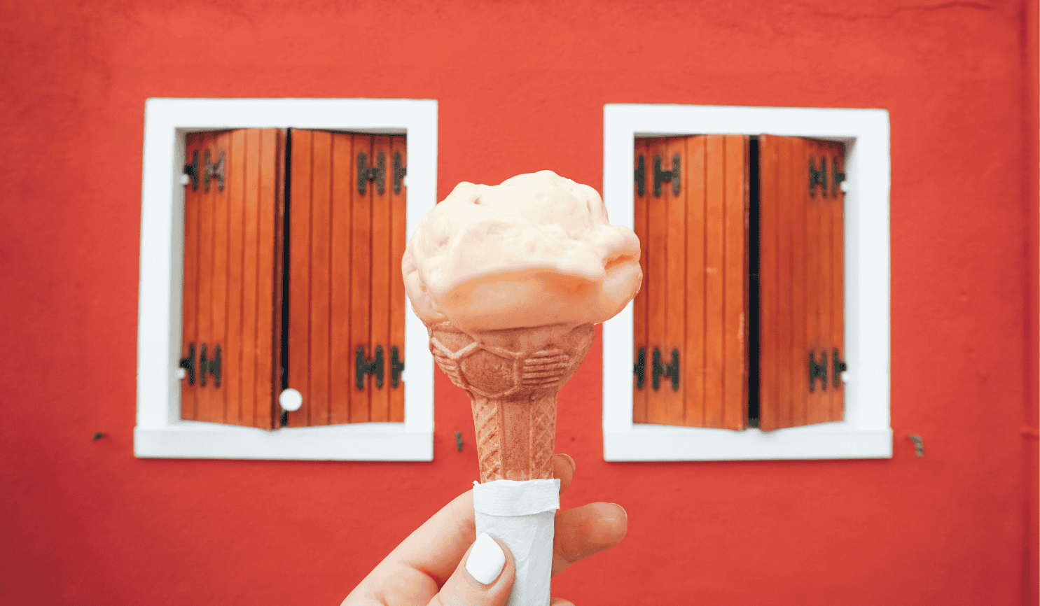 gelato cone held in hand